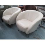 SWIVEL LOUNGE CHAIRS, a pair,