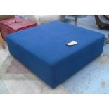 OTTOMAN, contemporary, bespoke made in a royal blue fabric upholstery, 100cm x 100cm x 35cm.
