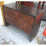 AMALGAM CHEST, having three long drawers with hoop pull handles in dark metal surround,