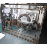 MIRROR, Continental style, rectangular gilt of large proportions with bevelled plates,