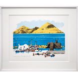 PAUL HOGARTH, 'The harbour of Naousa, Greece', original lithograph on Somerset wove paper,