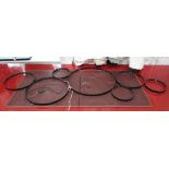 CEILING LAMP, in the form of metal circles with micro bulbs, 168cm w x 60cm D.