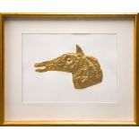 HOMAGE TO BRAQUE (2), embossed print with 23 carat gold, 48cm x 60cm, framed and glazed.