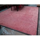 FLOOR RUG, red and white stripe, 410cm x 350cm.