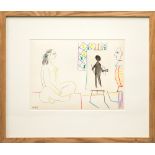 PABLO PICASSO, offset lithograph from La Comedie Humaine, 3.2.54 I, 25cm x 33cm, framed and glazed.