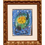 JOAN MIRO, 'Figure with Moons', original lithograph 1957, ref Mourlot 244.