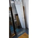 MIRROR, bevelled Art Deco style with mirrored surround, 174cm x 65cm.