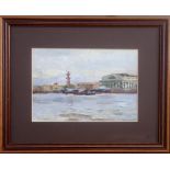 YURI GUSEV (Russian, 1928), 'Sankt Petersburg', 1951, oil on board, 15cm x 22cm, framed.