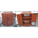 BAR, 1970's, teak, bow fronted with Formica lined foldout top,