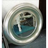 CIRCULAR WALL MIRROR, silver frame, 97cm W.