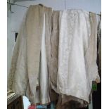 CURTAINS, a pair, in velour, with floral pattern lined and interlined,