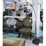 CURVED FLOOR LAMP, adjustable, marble base, approx 170cm.