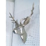 WALL ORNAMENTS, a pair, of deer heads in chromed nickel finish, 49cm H.