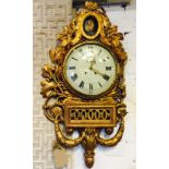 GUSTAVIAN CARTEL CLOCK, 19th century with decorative gilt wood case, the dial inscribed 'Jae Hock',