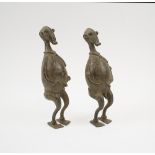 WEST AFRICAN BRONZE FIGURES, a companion pair, Gan people - Southern Burkina Faso, each approx.