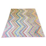 ANATOLIAN KILIM, 245cm x 200cm, polychrome zig-zag design on an en gris field.