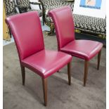 POLTRONA FRAU DINING CHAIRS, 'Vittoria' in claret leather, a set of eight, with stained beech legs,