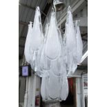 CHANDELIER, vintage Italian Murano white and opaque tear drop, 50cm H x 40cm W.