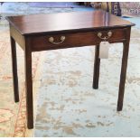 WRITING TABLE, George III mahogany with single full width drawer, 85cm W x 52cm D x 72cm H.