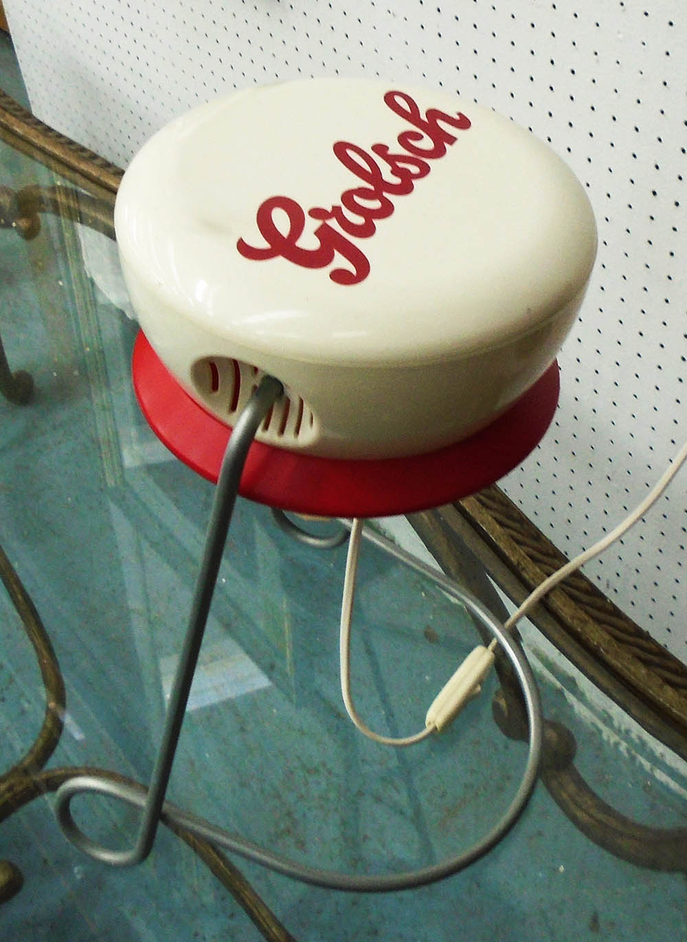 GROLSCH TABLE LAMP, novelty lamp in the form of the flip bottle cap on a bottle of Grolsh lager,