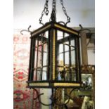 HANGING LANTERN, with glazed panels, approx 125cm H.