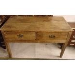 SIDE TABLE, 19th century pine with two frieze drawers, 60cm D x 122cm W x 72cm H.