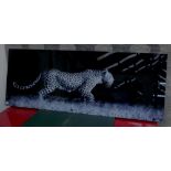 PHOTOGRAPH OF A LEOPARD, on tempered glass, 60cm x 160cm.