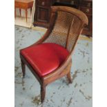 BERGERE, George IV mahogany with curved top rail,