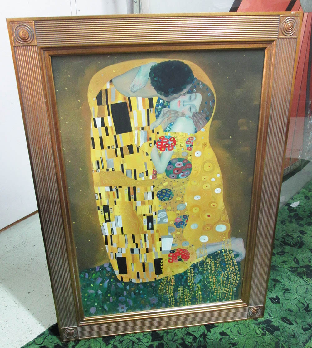 AFTER GUSTAV KLIMT, oil on canvas,110cm x 79cm, in a gilded frame.