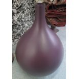 TULIP VASE, in a matt violet glaze, 82cm H.