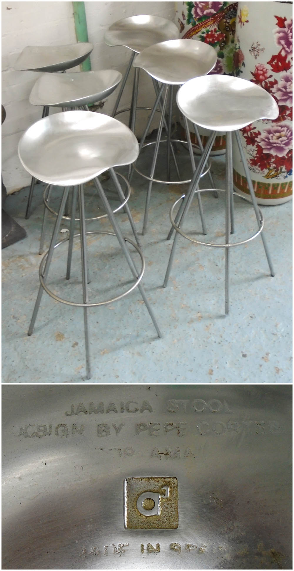 JAMAICA BAR STOOLS, a set of six, by Pepe Cortes for Amat-3 (1993),