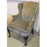 WING ARMCHAIR, Georgian style in green velvet, 74cm W.