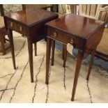 BEDSIDE/OCCASIONAL TABLES, a pair, George III design figured mahogany,