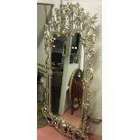 WALL MIRROR, Chippendale style in a silvered finish with bird,