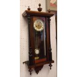 WALL CLOCK, late 19th/early 20th century Continental walnut and ebonised in the regulator style,