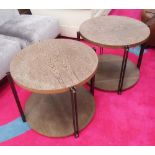 CIRCULAR SIDE TABLES, a pair, with undertier, each 66cm W x 52cm H.