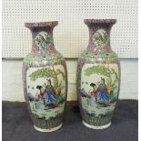 VASES, a pair, Famille Verte style ceramic, 63cm H x 27cm D.