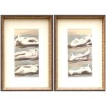 HENRY MOORE, Reclining Figures, two original lithographs, 1981, 22cm x 11cm each, framed and glazed,