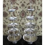 CAKE STANDS, a pair, five tier plated finish, 79cm H.