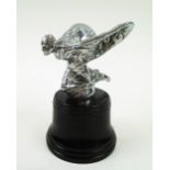 ROLLS ROYCE SPIRIT OF ECSTACY CAR MASCOT, circa 1930, nickel plated, on modern display stand,