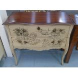 COMMODE, two drawer painted with shepherd scenes, 100cm W x 48cm D x 94cm H.