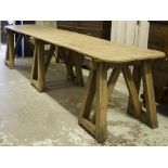 TRESTLE TABLE, 19th century French Provincial fruitwood harvest table,
