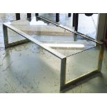 LOW TABLE, chrome and brass with rectangular tinted glass, 35cm H x 120cm W x 59cm D.
