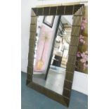 WALL MIRROR, ribbed frame, 90cm W x 141cm H.