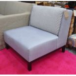 WIDE ARMLESS CHAIR, with checked back cushion, 89cm W x 79cm H x 84cm D.