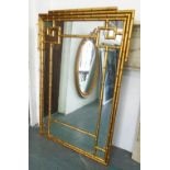 WALL MIRROR, gilt, faux bamboo, 97cm W x 140cm H.