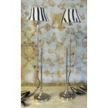 TABLE LAMPS, a pair, adjustable with faux zebra shades, 88cm H extended.