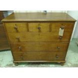 LANCASTER CHEST, circa 1830, oak with three short above three long drawers with craft paper linings,