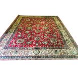 FINE TABRIZ CARPET, 425cm x 340cm, all over palmette and scrolling vine design,