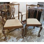 DINING CHAIRS, a set of six, including two armchairs, early 20th century, Chippendale style,